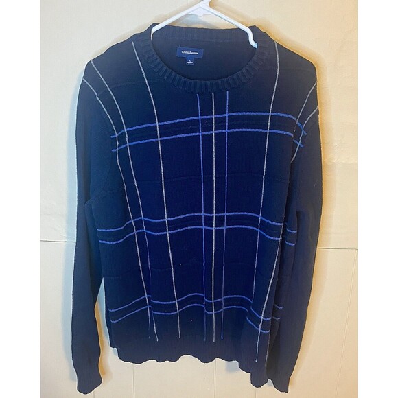Croft & Barrow sweater Men’s Medium Navy Blue Stripes Crewneck Cotton Comfort - Picture 5 of 6